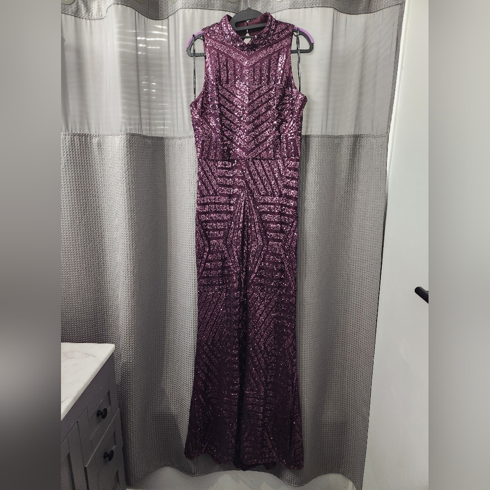 Burgundy Sequin Gown Size 10
